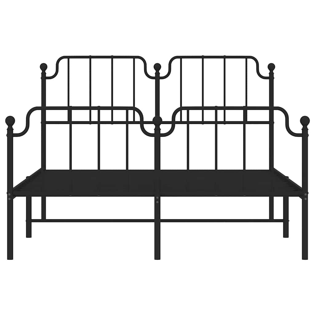 vidaXL Metal Bed Frame without Mattress with Footboard Black 135x190cm 6