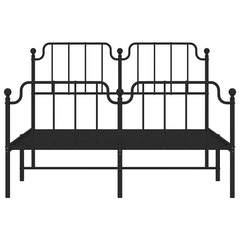 vidaXL Metal Bed Frame without Mattress with Footboard Black 135x190cm 6