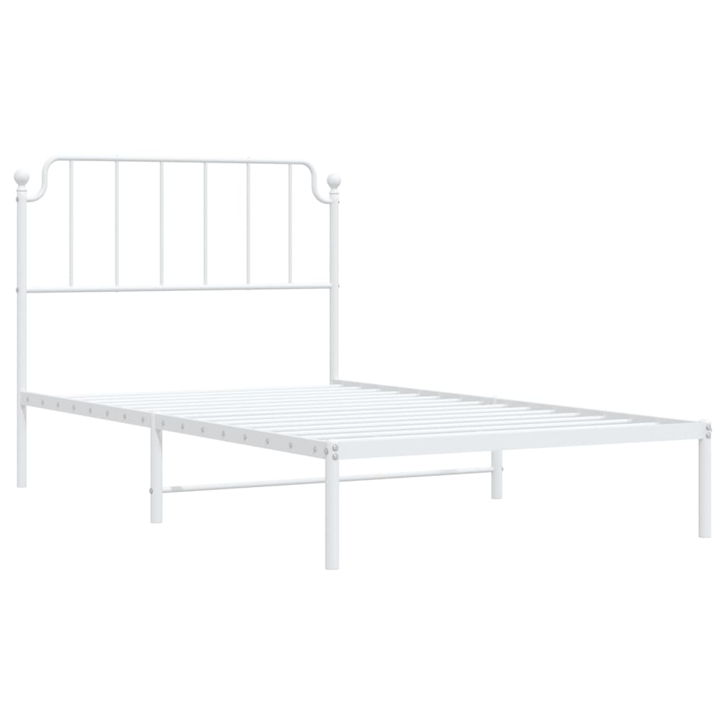 vidaXL Metal Bed Frame without Mattress with Headboard White 107x203cm 4
