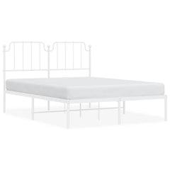 vidaXL Metal Bed Frame without Mattress with Headboard White 150x200cm 2