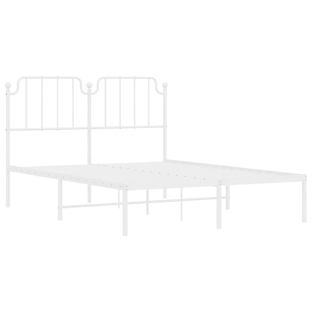 vidaXL Metal Bed Frame without Mattress with Headboard White 150x200cm 5