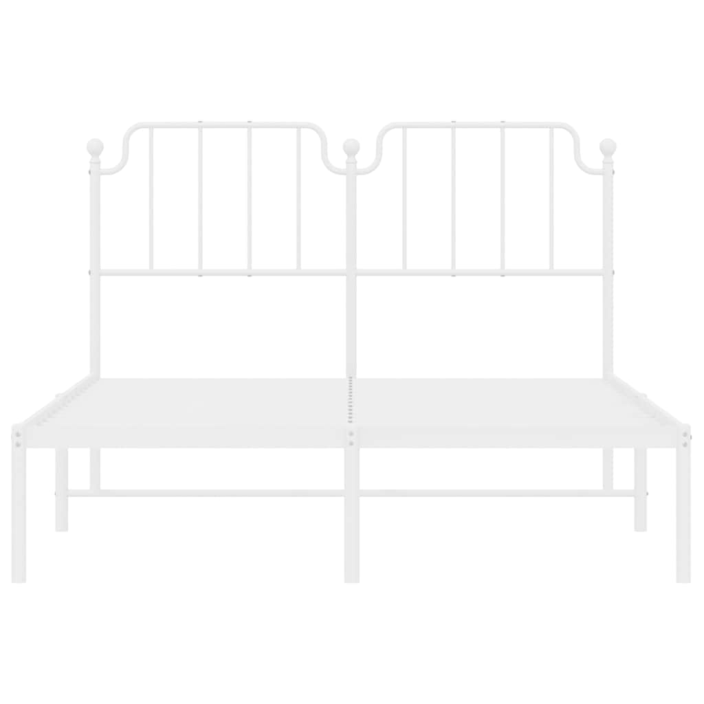 vidaXL Metal Bed Frame without Mattress with Headboard White 150x200cm 6