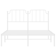 vidaXL Metal Bed Frame without Mattress with Headboard White 150x200cm 6