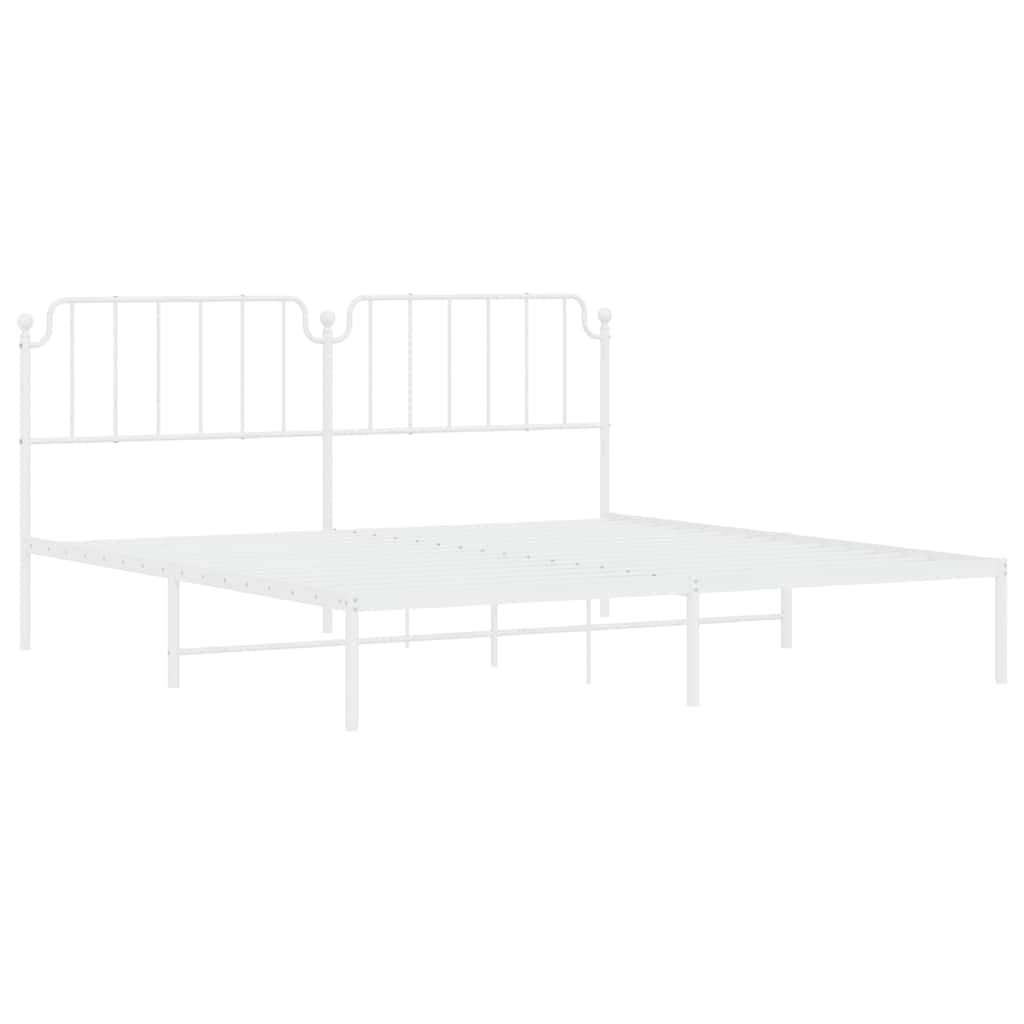 vidaXL Metal Bed Frame without Mattress with Headboard White 193x203cm 5