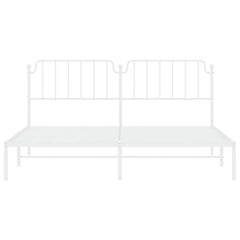 vidaXL Metal Bed Frame without Mattress with Headboard White 193x203cm 6