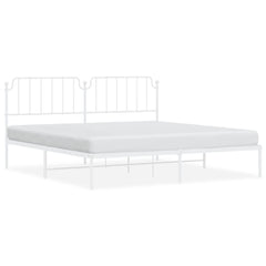vidaXL Metal Bed Frame without Mattress with Headboard White 200x200cm 2
