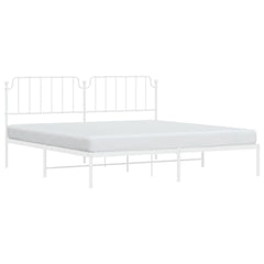 vidaXL Metal Bed Frame without Mattress with Headboard White 200x200cm 3