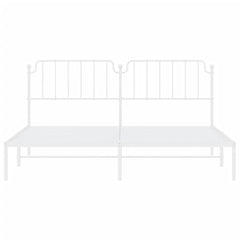 vidaXL Metal Bed Frame without Mattress with Headboard White 200x200cm 5