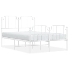 vidaXL Metal Bed Frame without Mattress with Footboard White 120x200cm 2