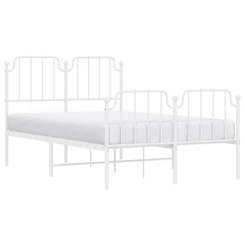 vidaXL Metal Bed Frame without Mattress with Footboard White 120x200cm 3