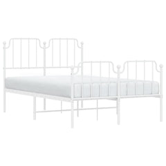 vidaXL Metal Bed Frame without Mattress with Footboard White 120x200cm 3