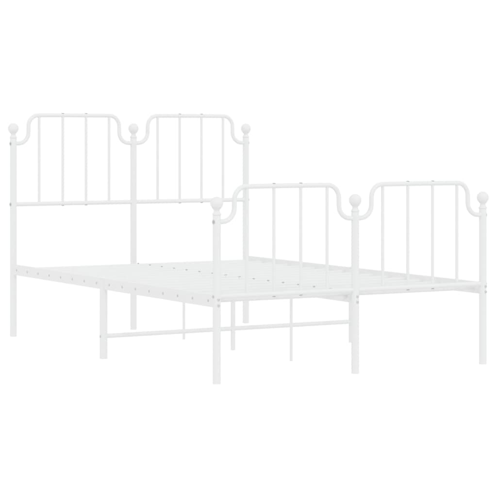 vidaXL Metal Bed Frame without Mattress with Footboard White 120x200cm 4
