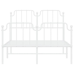 vidaXL Metal Bed Frame without Mattress with Footboard White 120x200cm 5