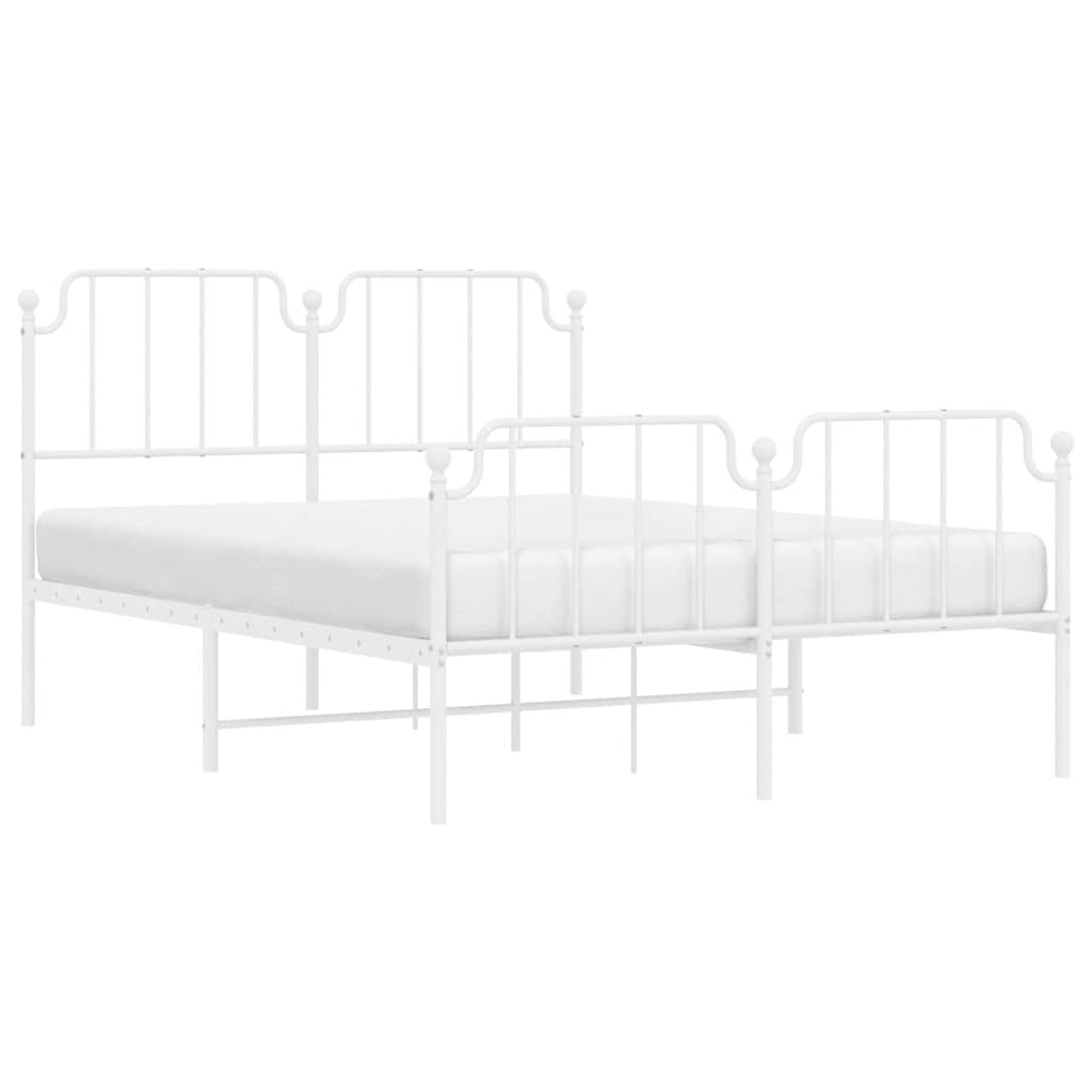 vidaXL Metal Bed Frame without Mattress with Footboard White 135x190cm 4
