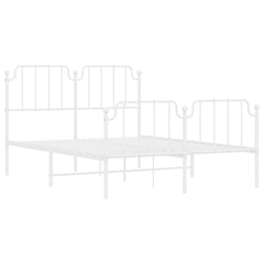 vidaXL Metal Bed Frame without Mattress with Footboard White 135x190cm 5