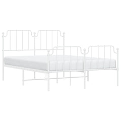 vidaXL Metal Bed Frame without Mattress with Footboard White 140x190cm 3
