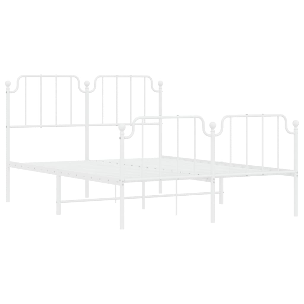 vidaXL Metal Bed Frame without Mattress with Footboard White 140x190cm 4