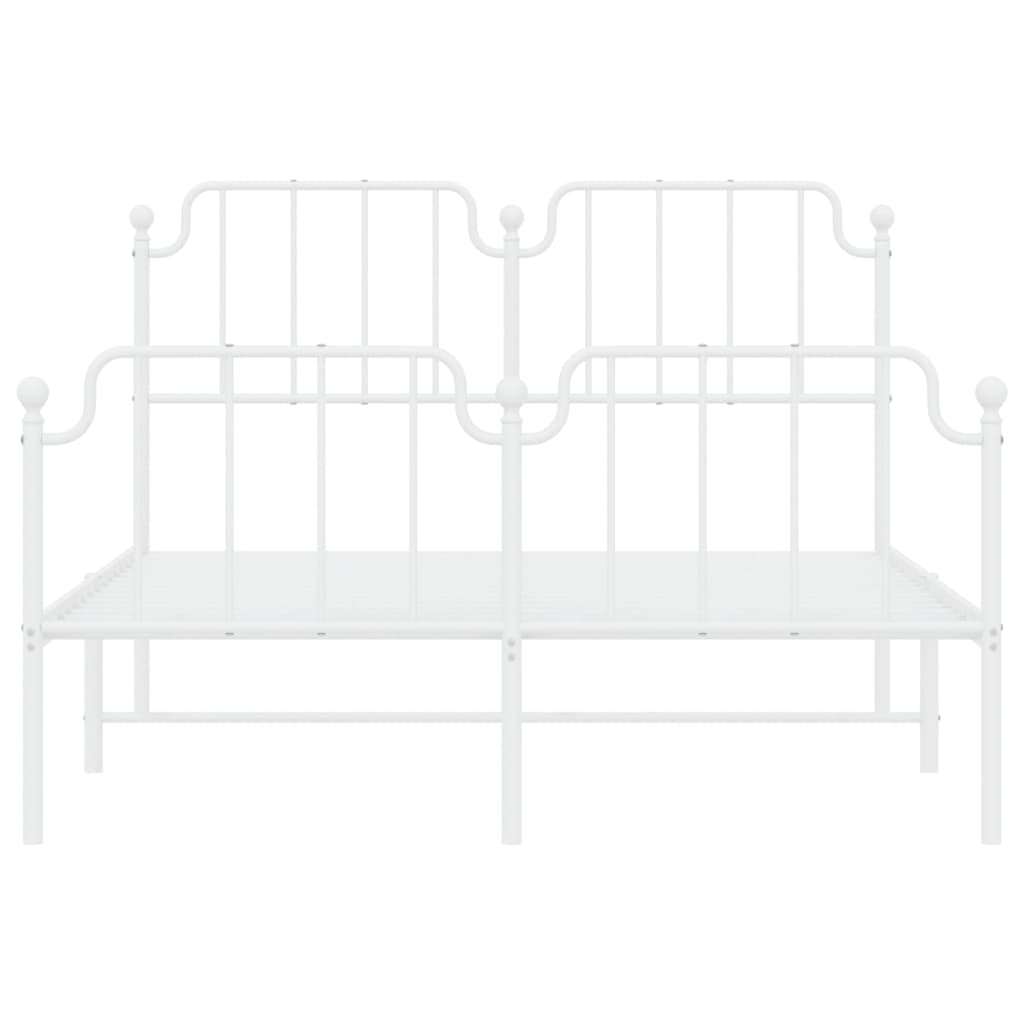 vidaXL Metal Bed Frame without Mattress with Footboard White 140x190cm 5