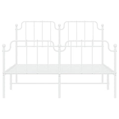 vidaXL Metal Bed Frame without Mattress with Footboard White 140x190cm 5