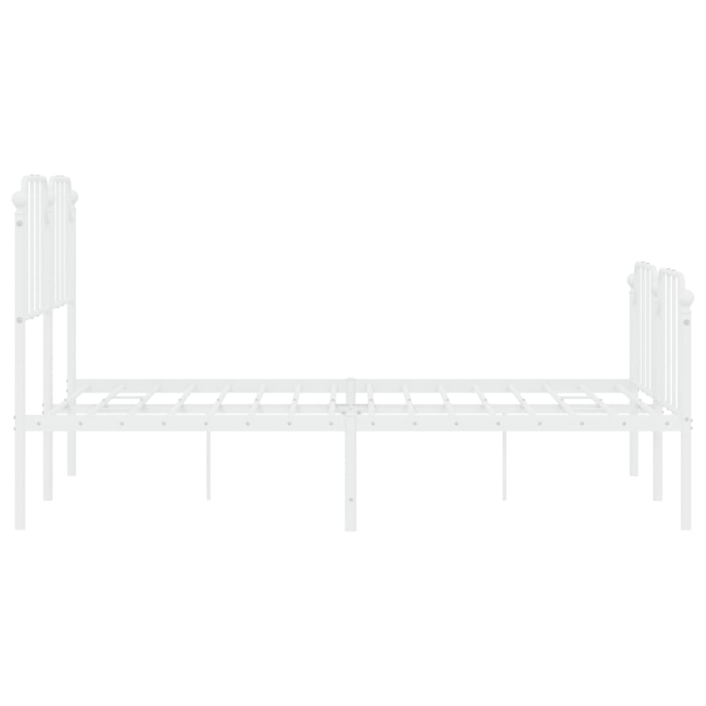 vidaXL Metal Bed Frame without Mattress with Footboard White 140x190cm 6