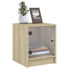 vidaXL Bedside Cabinets with Glass Doors 2 pcs Sonoma Oak 35x37x42 cm 4