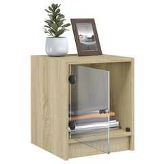 vidaXL Bedside Cabinets with Glass Doors 2 pcs Sonoma Oak 35x37x42 cm 5