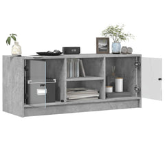 vidaXL TV Cabinet with Glass Doors Concrete Grey 102x37x42 cm 5