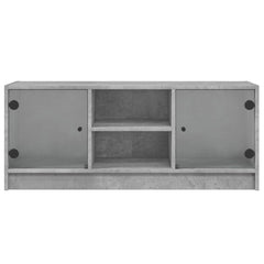 vidaXL TV Cabinet with Glass Doors Concrete Grey 102x37x42 cm 6