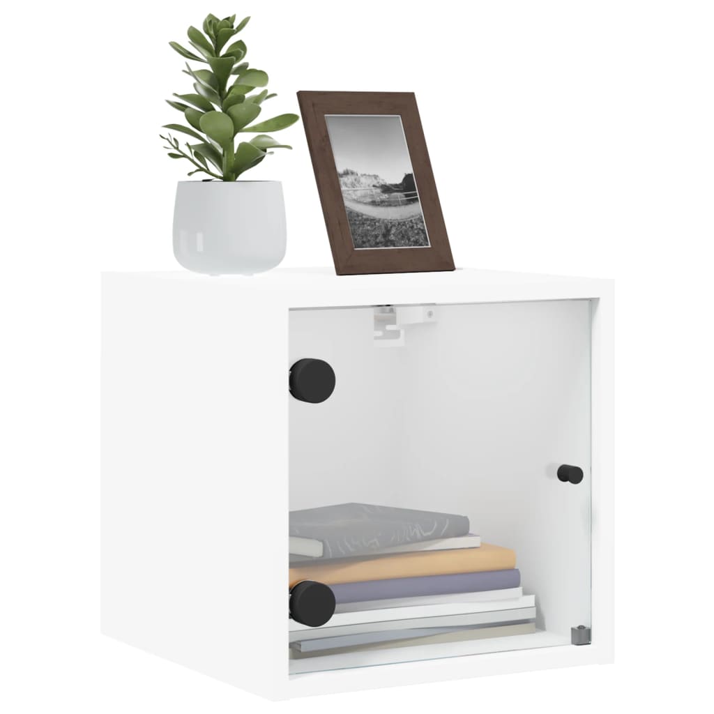 vidaXL Bedside Cabinets with Glass Doors 2 pcs White 35x37x35 cm 4
