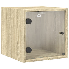 vidaXL Bedside Cabinets with Glass Doors 2 pcs Sonoma Oak 35x37x35 cm 6