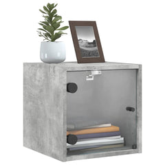 vidaXL Bedside Cabinets with Glass Doors 2 pcs Concrete Grey 35x37x35 cm 4