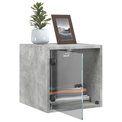 vidaXL Bedside Cabinets with Glass Doors 2 pcs Concrete Grey 35x37x35 cm 5