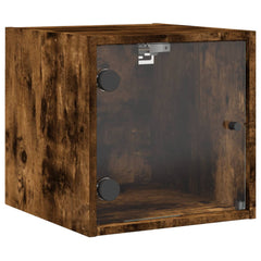 vidaXL Bedside Cabinets with Glass Doors 2 pcs Smoked Oak 35x37x35 cm 6