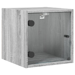vidaXL Bedside Cabinets with Glass Doors 2 pcs Grey Sonoma 35x37x35 cm 6