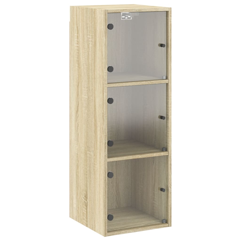 vidaXL Wall Cabinet with Glass Doors Sonoma Oak 35x37x100 cm 2