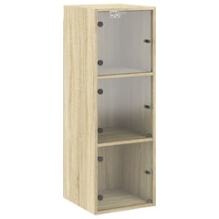 vidaXL Wall Cabinet with Glass Doors Sonoma Oak 35x37x100 cm 2
