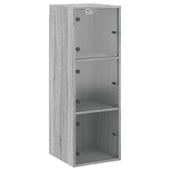 vidaXL Wall Cabinet with Glass Doors Grey Sonoma 35x37x100 cm 2