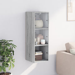 vidaXL Wall Cabinet with Glass Doors Grey Sonoma 35x37x100 cm 3