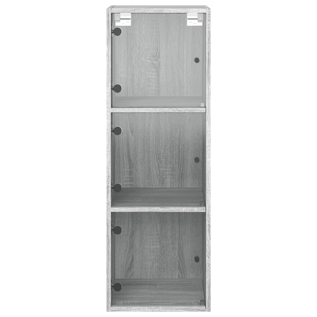 vidaXL Wall Cabinet with Glass Doors Grey Sonoma 35x37x100 cm 6