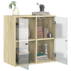 vidaXL Wall Cabinet with Glass Doors Sonoma Oak 68x37x68.5 cm 5