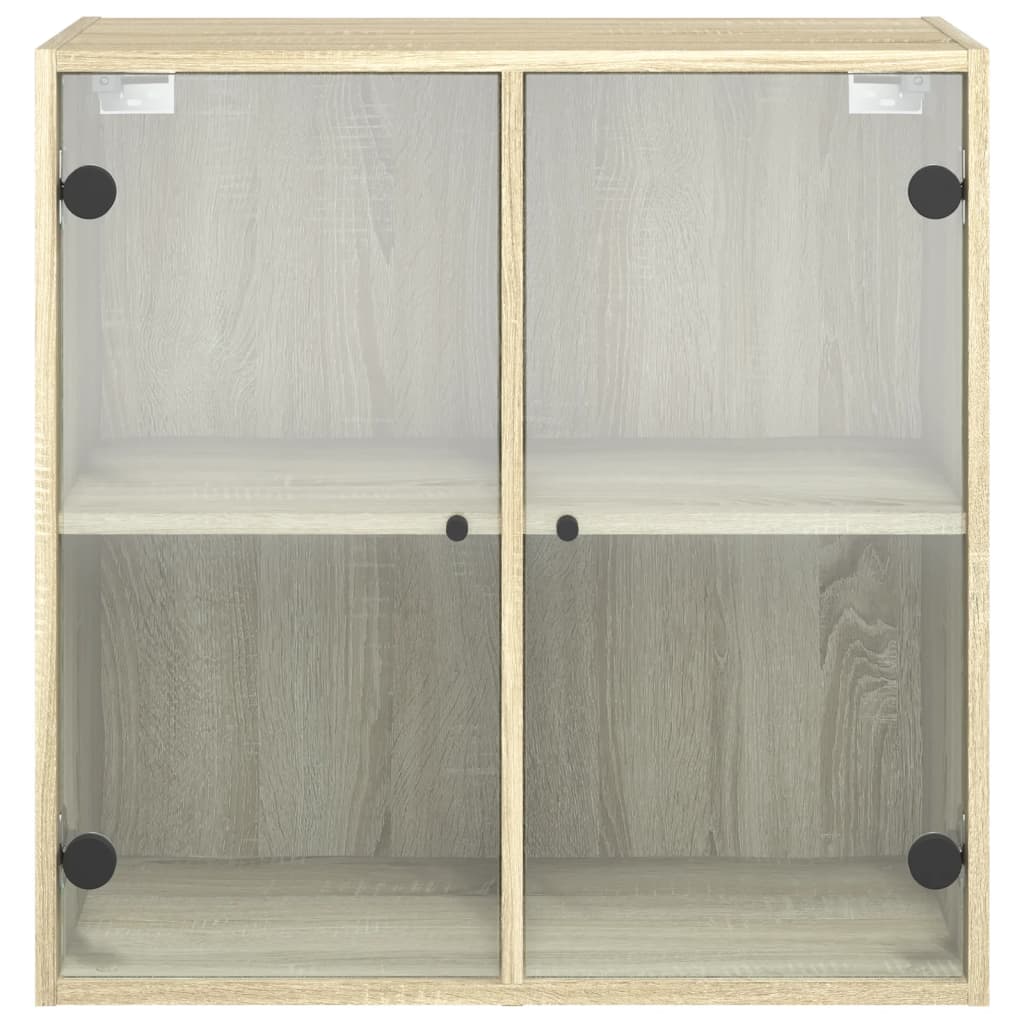 vidaXL Wall Cabinet with Glass Doors Sonoma Oak 68x37x68.5 cm 6