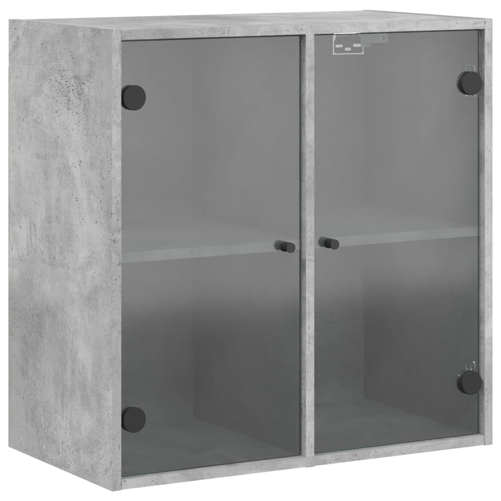 Wall Cabinet with Glass Doors Concrete Grey, image 2