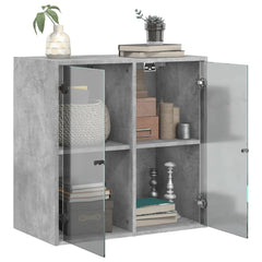 Wall Cabinet with Glass Doors Concrete Grey, image 5