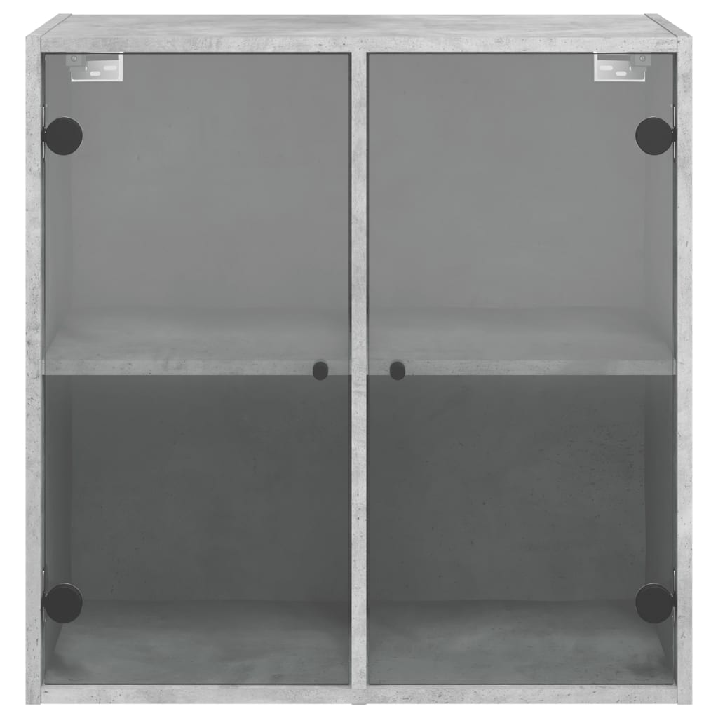 Wall Cabinet with Glass Doors Concrete Grey, image 6