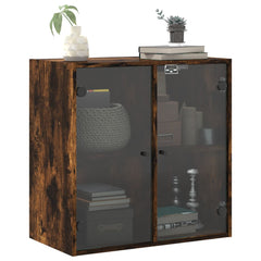 vidaXL Wall Cabinet with Glass Doors Smoked Oak 68x37x68.5 cm 4