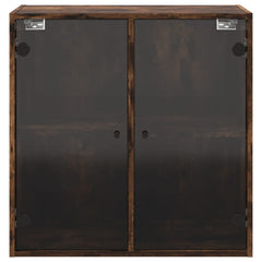 vidaXL Wall Cabinet with Glass Doors Smoked Oak 68x37x68.5 cm 6