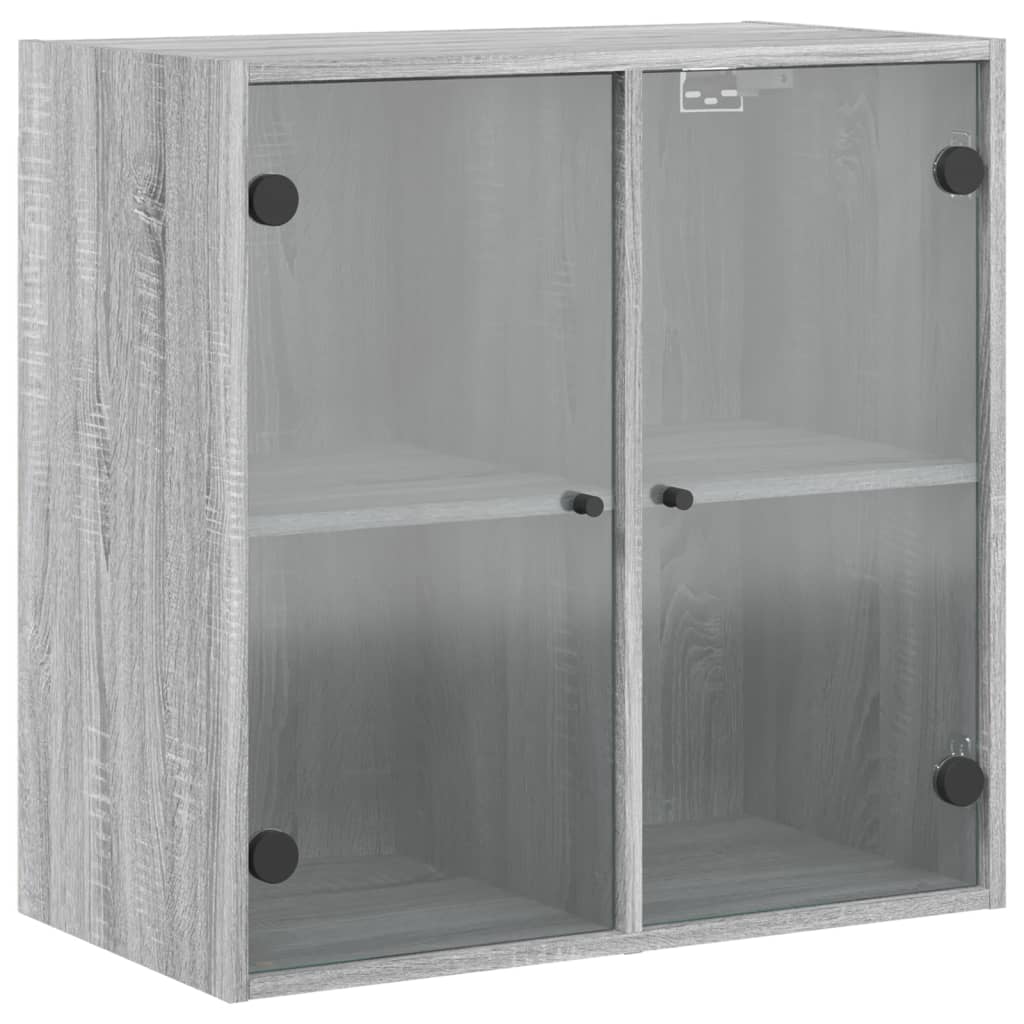 vidaXL Wall Cabinet with Glass Doors Grey Sonoma 68x37x68.5 cm 2