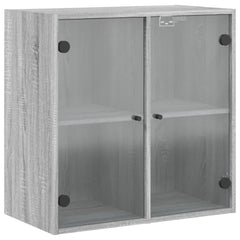 vidaXL Wall Cabinet with Glass Doors Grey Sonoma 68x37x68.5 cm 2