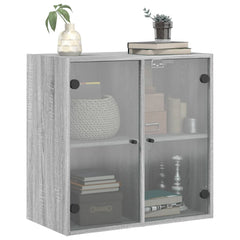 vidaXL Wall Cabinet with Glass Doors Grey Sonoma 68x37x68.5 cm 4
