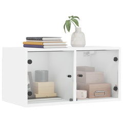vidaXL Wall Cabinet with Glass Doors White 68.5x37x35 cm 4
